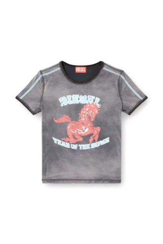 cl-t-uncutie-horse T-shirt in cotone elasticizzato con stampa grafica di cavallo