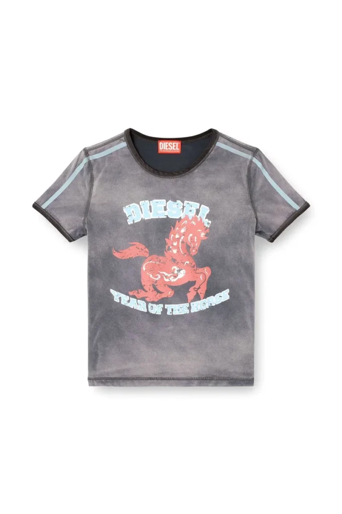 cl-t-uncutie-horse T-shirt in cotone elasticizzato con stampa grafica di cavallo cl-t-uncutie-horse T-shirt in cotone elasticizzato con stampa grafica di cavallo