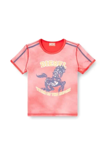 cl-t-uncutie-horse T-shirt in cotone elasticizzato con stampa grafica di cavallo