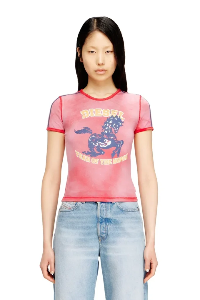 cl-t-uncutie-horse T-shirt in cotone elasticizzato con stampa grafica di cavallo cl-t-uncutie-horse T-shirt in cotone elasticizzato con stampa grafica di cavallo