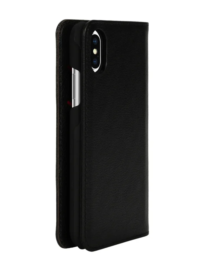 Custodia folio 2 in 1 Diesel per iPhone XS e iPhone X Custodia in pelle nera con logo stampato e impresso, iPhone XS e X