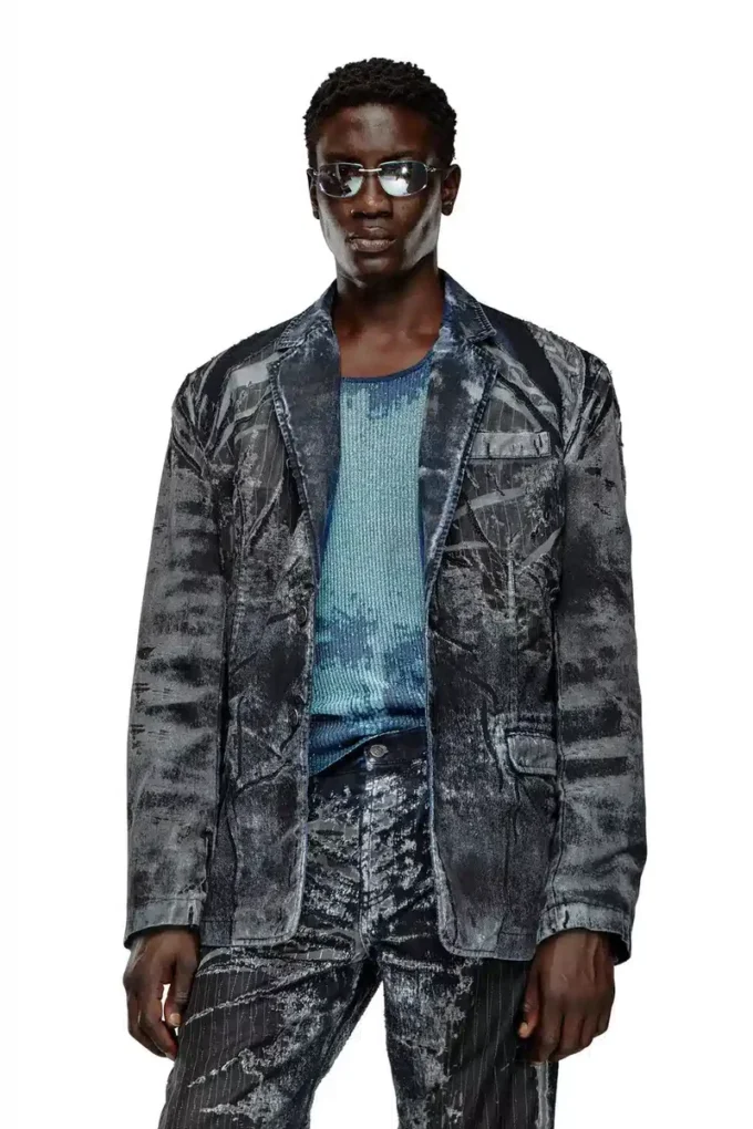 d-bla-dev-fse Blazer in denim devoré gessato d-bla-dev-fse Blazer in denim devoré gessato