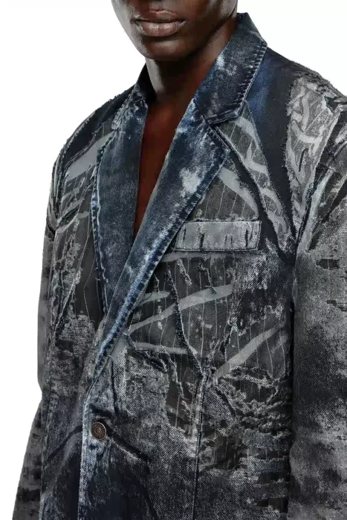 d-bla-dev-fse Blazer in denim devoré gessato d-bla-dev-fse Blazer in denim devoré gessato