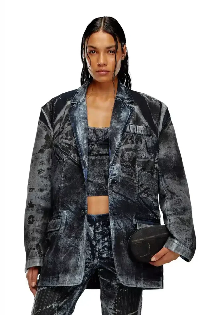 d-bla-dev-fse Blazer in denim devoré gessato d-bla-dev-fse Blazer in denim devoré gessato