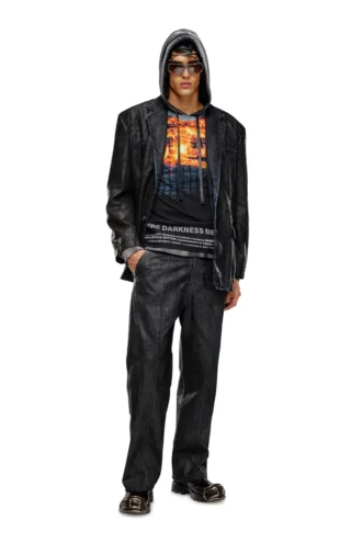 d-bla-fse Blazer in denim con rivestimento craquelé