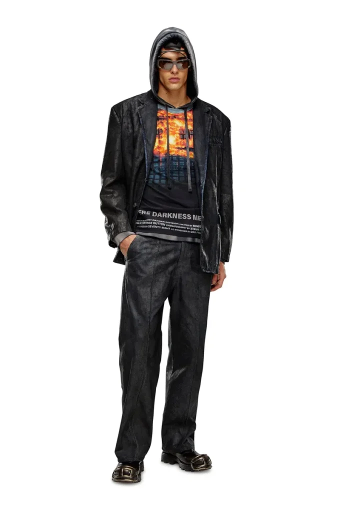 d-bla-fse Blazer in denim con rivestimento craquelé d-bla-fse Blazer in denim con rivestimento craquelé