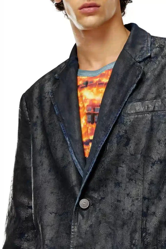 d-bla-fse Blazer in denim con rivestimento craquelé d-bla-fse Blazer in denim con rivestimento craquelé