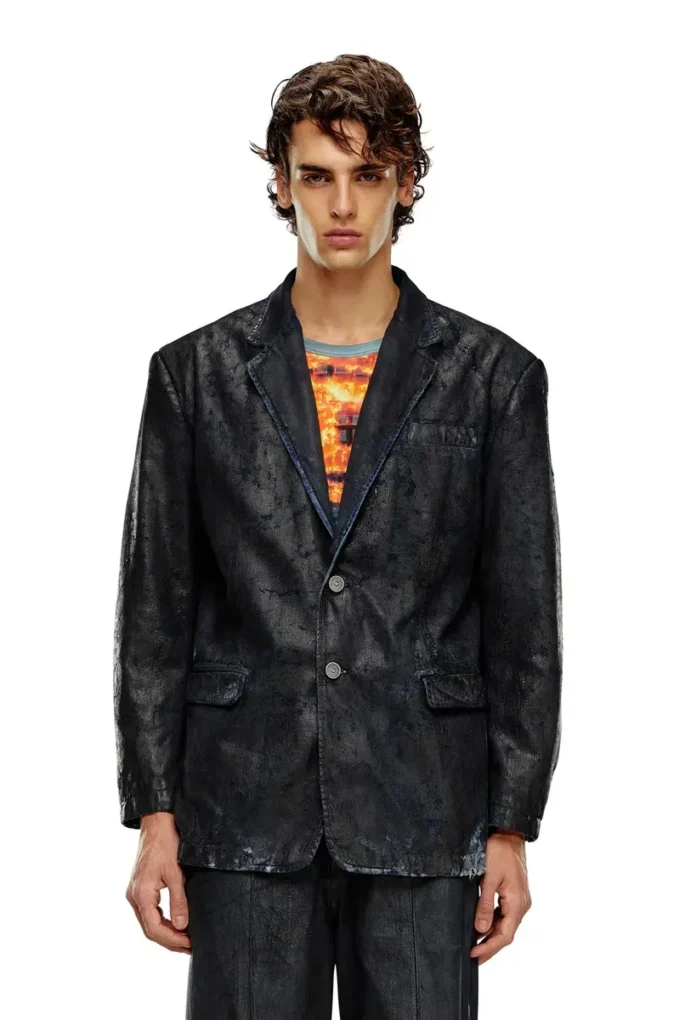 d-bla-fse Blazer in denim con rivestimento craquelé d-bla-fse Blazer in denim con rivestimento craquelé