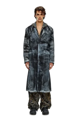 d-bla-long-dev-fse Cappotto in denim devoré gessato