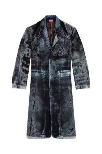 d-bla-long-dev-fse Cappotto in denim devoré gessato
