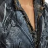 d-bla-long-dev-fse Cappotto in denim devoré gessato