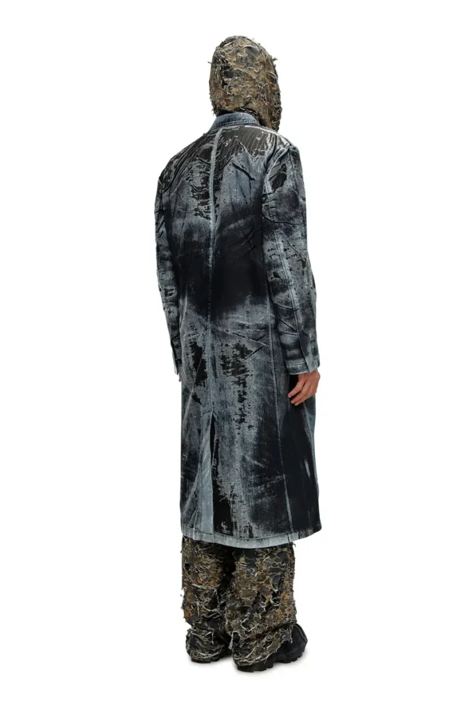 d-bla-long-dev-fse Cappotto in denim devoré gessato