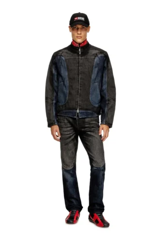d-blenk-s Giacca stile biker in denim bicolore