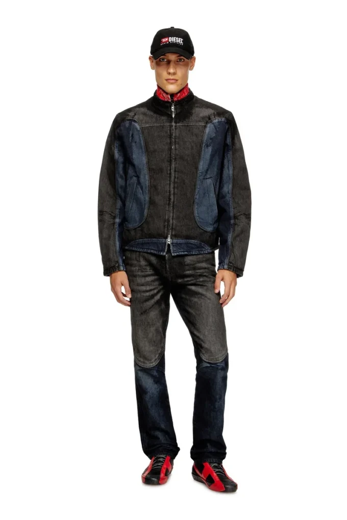 d-blenk-s Giacca stile biker in denim bicolore