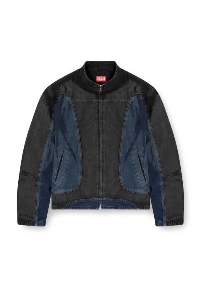 d-blenk-s Giacca stile biker in denim bicolore