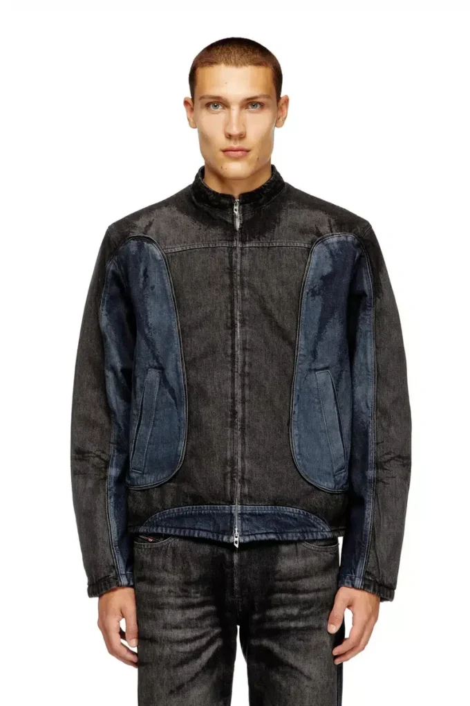 d-blenk-s Giacca stile biker in denim bicolore