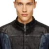 d-blenk-s Giacca stile biker in denim bicolore