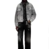 d-denver-s Giacca trucker in denim con rifiniture in pelle tono su tono d-denver-s Giacca trucker in denim con rifiniture in pelle tono su tono