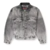 d-denver-s Giacca trucker in denim con rifiniture in pelle tono su tono d-denver-s Giacca trucker in denim con rifiniture in pelle tono su tono