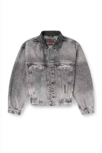 d-denver-s Giacca trucker in denim con rifiniture in pelle tono su tono