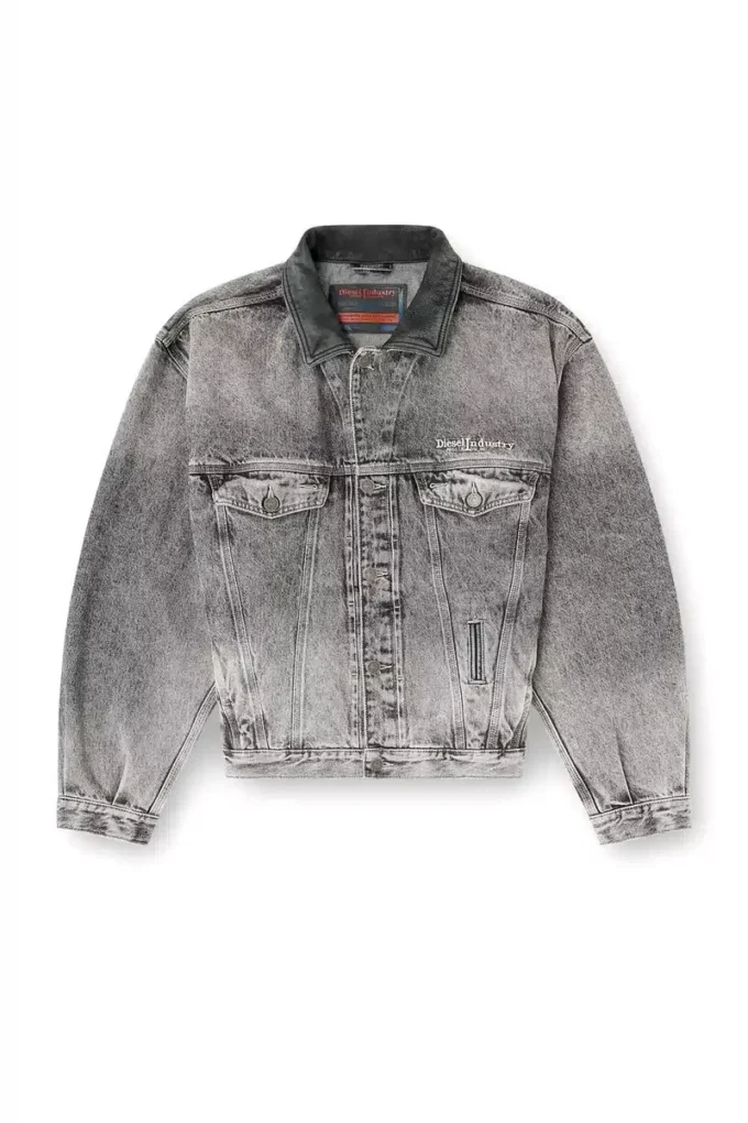 d-denver-s Giacca trucker in denim con rifiniture in pelle tono su tono d-denver-s Giacca trucker in denim con rifiniture in pelle tono su tono