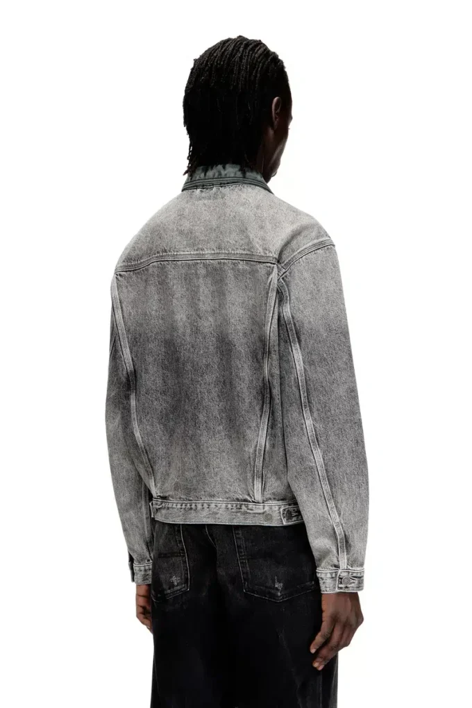 d-denver-s Giacca trucker in denim con rifiniture in pelle tono su tono d-denver-s Giacca trucker in denim con rifiniture in pelle tono su tono