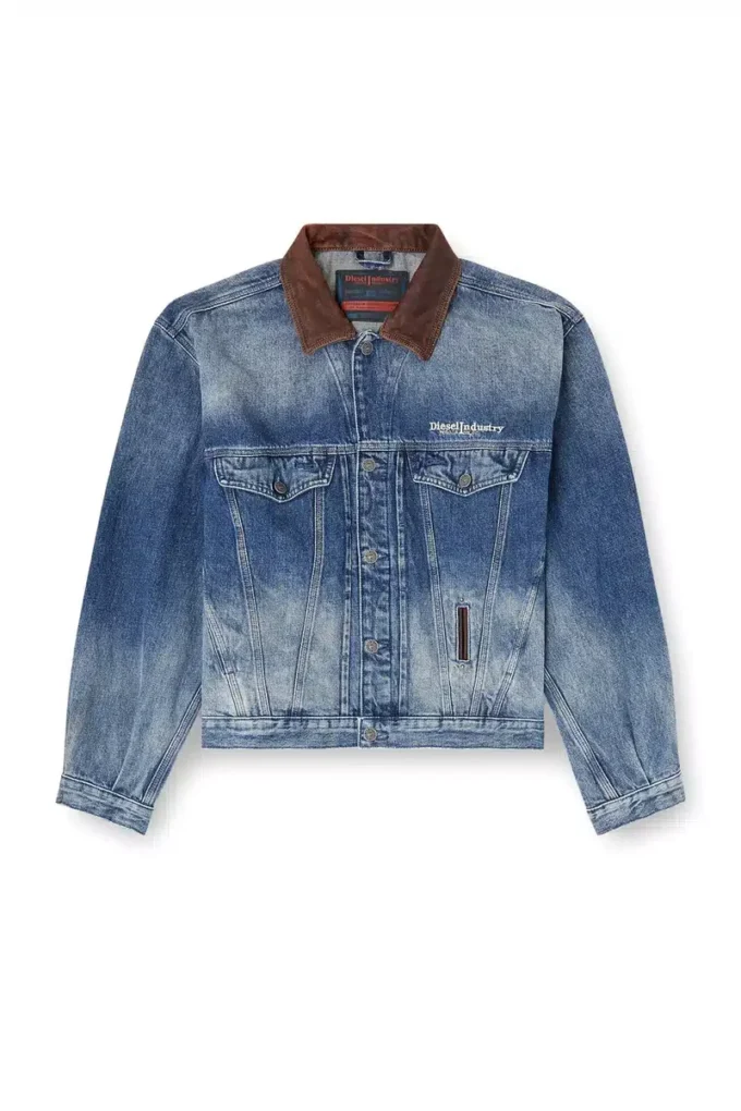 d-denver-s1 Giacca trucker in denim con rifiniture in pelle a contrasto d-denver-s1 Giacca trucker in denim con rifiniture in pelle a contrasto