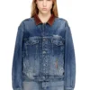 d-denver-s1 Giacca trucker in denim con rifiniture in pelle a contrasto d-denver-s1 Giacca trucker in denim con rifiniture in pelle a contrasto