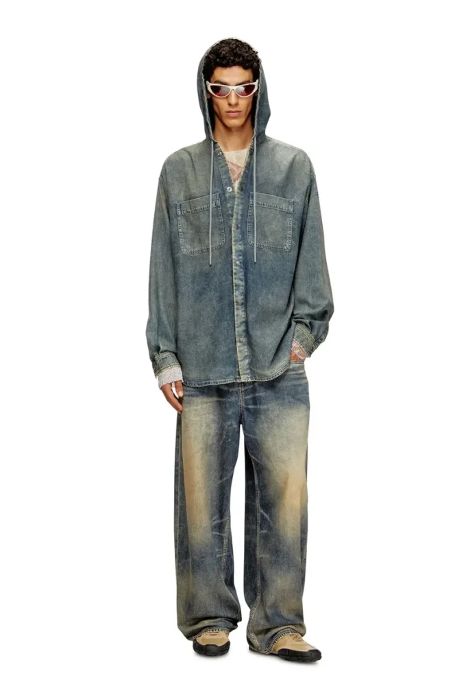 d-dewny-hood-s2 Soprabito in denim marmorizzato rivestito d-dewny-hood-s2 Soprabito in denim marmorizzato rivestito