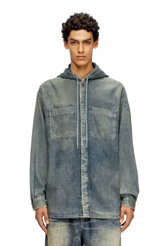 d-dewny-hood-s2 Soprabito in denim marmorizzato rivestito d-dewny-hood-s2 Soprabito in denim marmorizzato rivestito