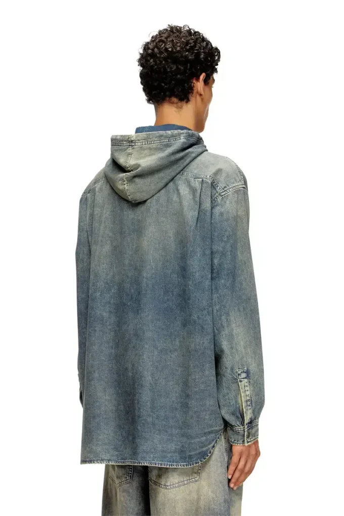 d-dewny-hood-s2 Soprabito in denim marmorizzato rivestito d-dewny-hood-s2 Soprabito in denim marmorizzato rivestito