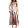 d-ebra Abito midi metallizzato con stampa di rose d-ebra Abito midi metallizzato con stampa di rose