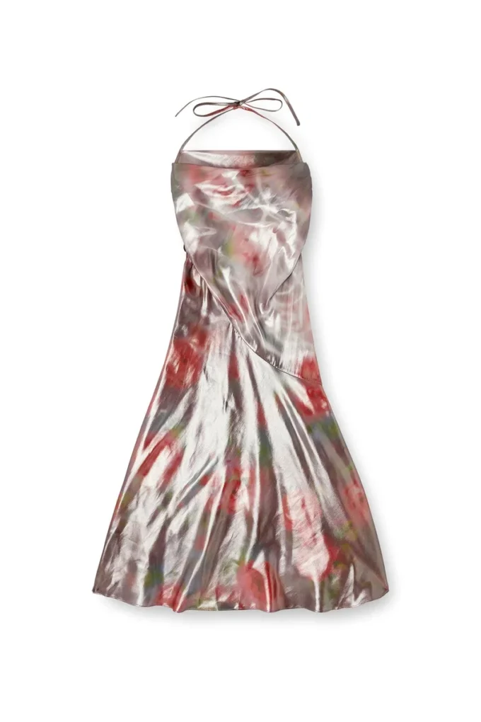 d-ebra Abito midi metallizzato con stampa di rose d-ebra Abito midi metallizzato con stampa di rose