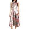 d-ebra Abito midi metallizzato con stampa di rose d-ebra Abito midi metallizzato con stampa di rose