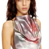d-ebra Abito midi metallizzato con stampa di rose d-ebra Abito midi metallizzato con stampa di rose