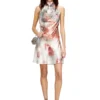 d-ebra-short Abito corto metallizzato con stampa rose sfumata d-ebra-short Abito corto metallizzato con stampa rose sfumata