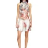 d-ebra-short Abito corto metallizzato con stampa rose sfumata d-ebra-short Abito corto metallizzato con stampa rose sfumata