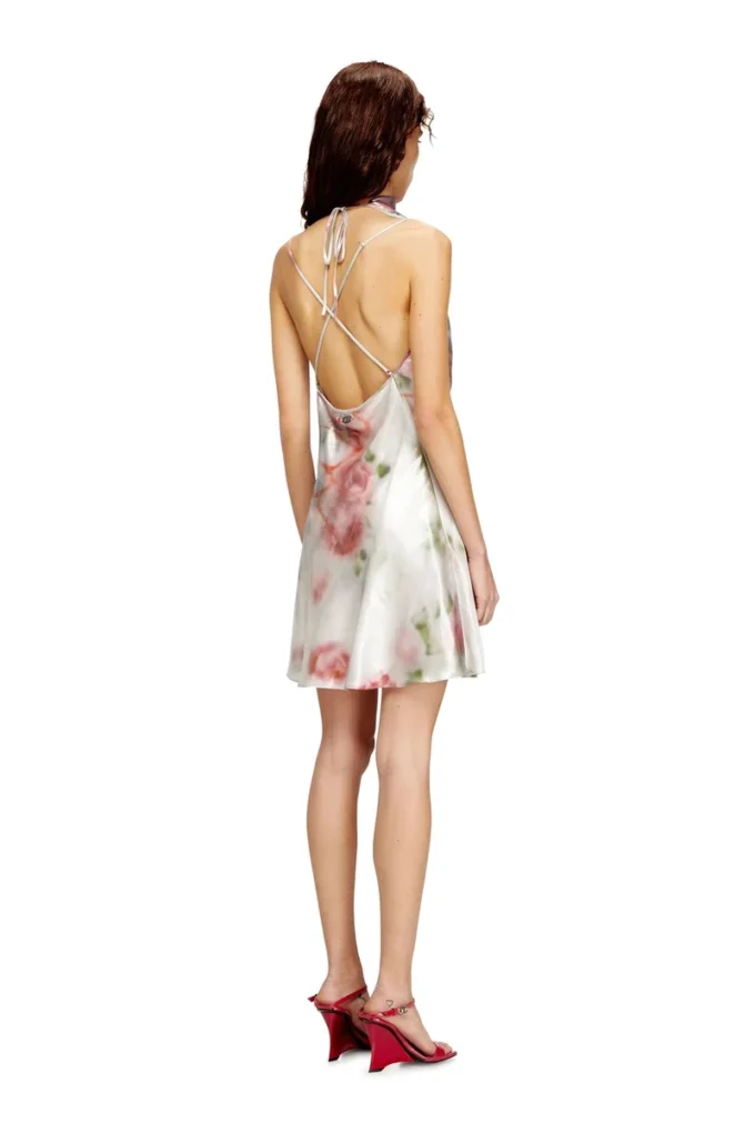 d-ebra-short Abito corto metallizzato con stampa rose sfumata d-ebra-short Abito corto metallizzato con stampa rose sfumata