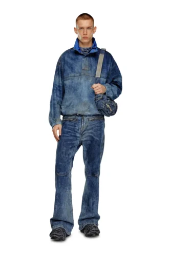 d-flow-fse Giacca pullover in denim effetto sporco