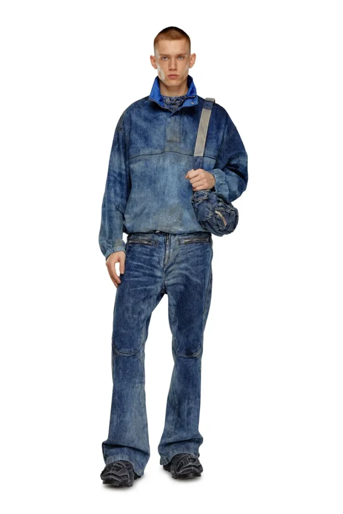 d-flow-fse Giacca pullover in denim effetto sporco d-flow-fse Giacca pullover in denim effetto sporco