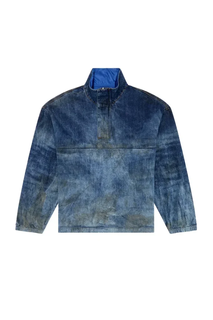 d-flow-fse Giacca pullover in denim effetto sporco d-flow-fse Giacca pullover in denim effetto sporco