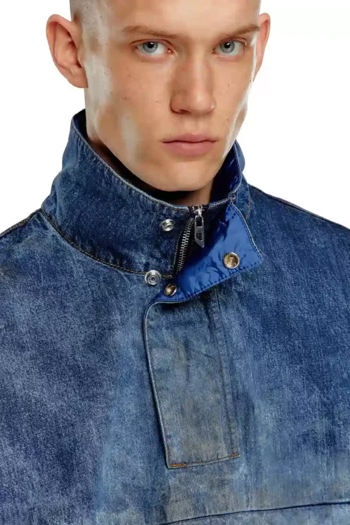 d-flow-fse Giacca pullover in denim effetto sporco d-flow-fse Giacca pullover in denim effetto sporco