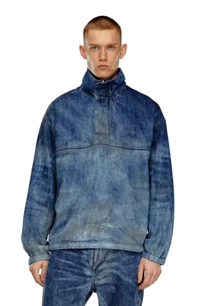 d-flow-fse Giacca pullover in denim effetto sporco d-flow-fse Giacca pullover in denim effetto sporco