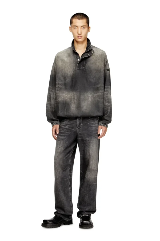 d-flow-s3 Top in denim con collo alto