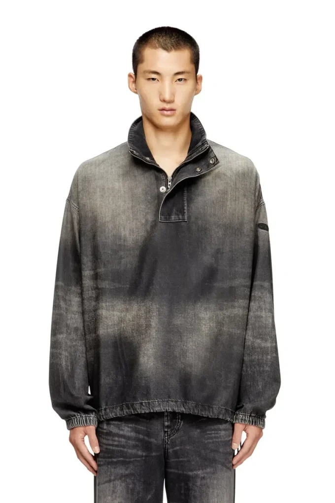 d-flow-s3 Top in denim con collo alto