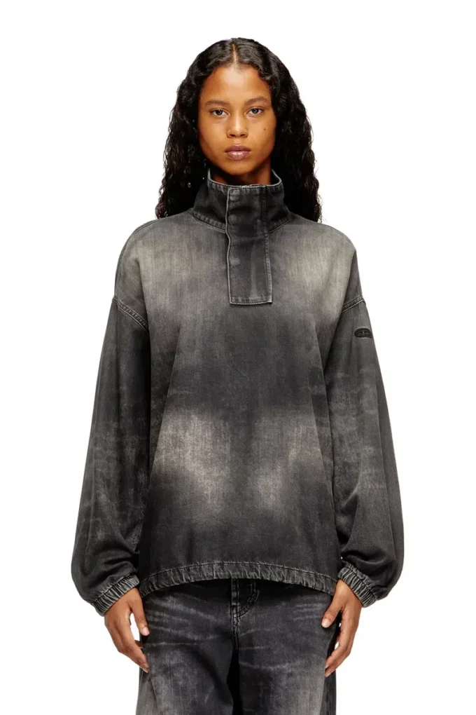 d-flow-s3 Top in denim con collo alto