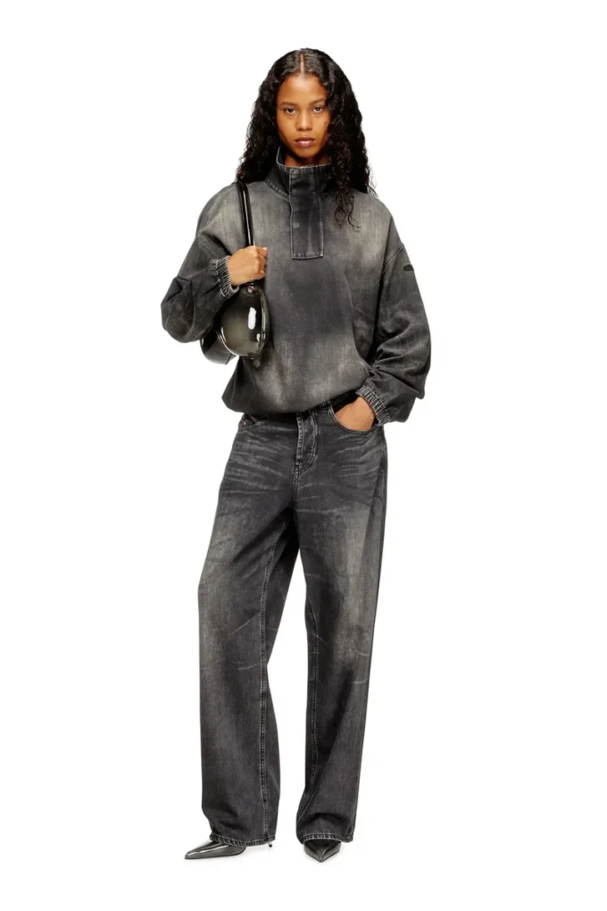 d-flow-s3 Top in denim con collo alto