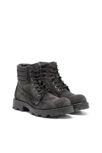 d-hammer lace up w D-Hammer-Stivali militari in denim e pelle