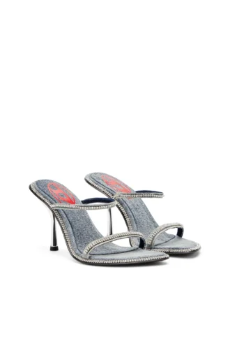 d-havanna sdl D-Havanna – Mules con tacco in denim cristallizzato