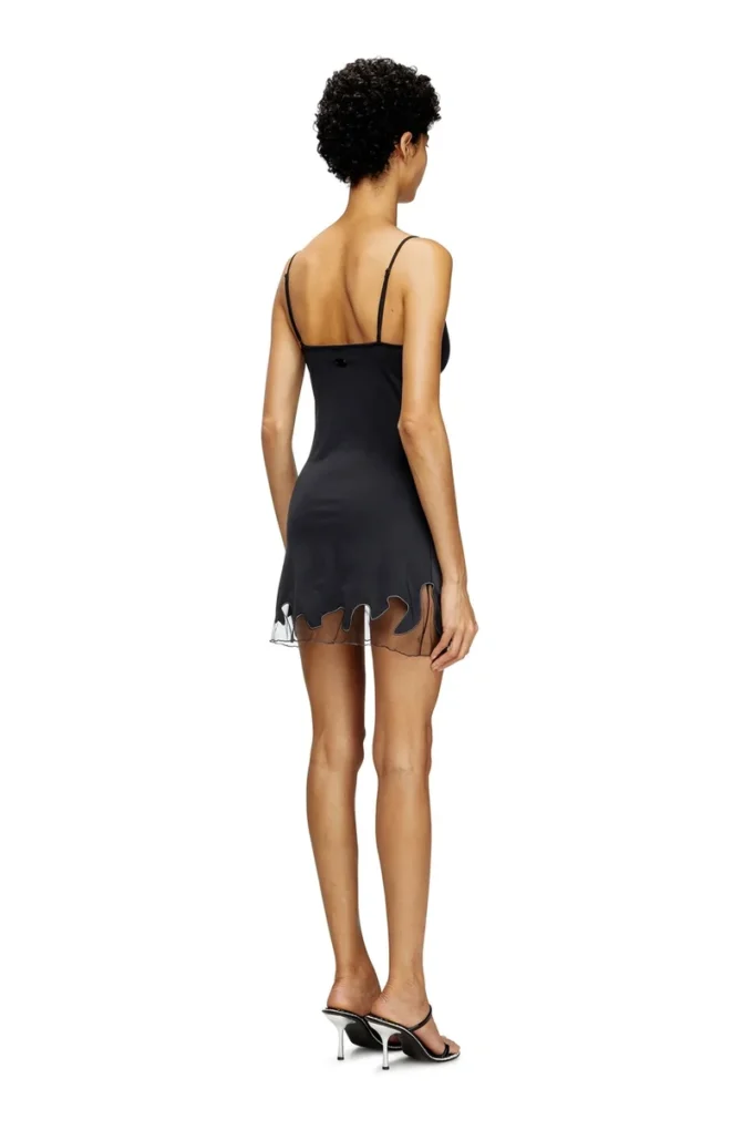d-inlay-r1 Miniabito in nylon con inserto in tulle d-inlay-r1 Miniabito in nylon con inserto in tulle